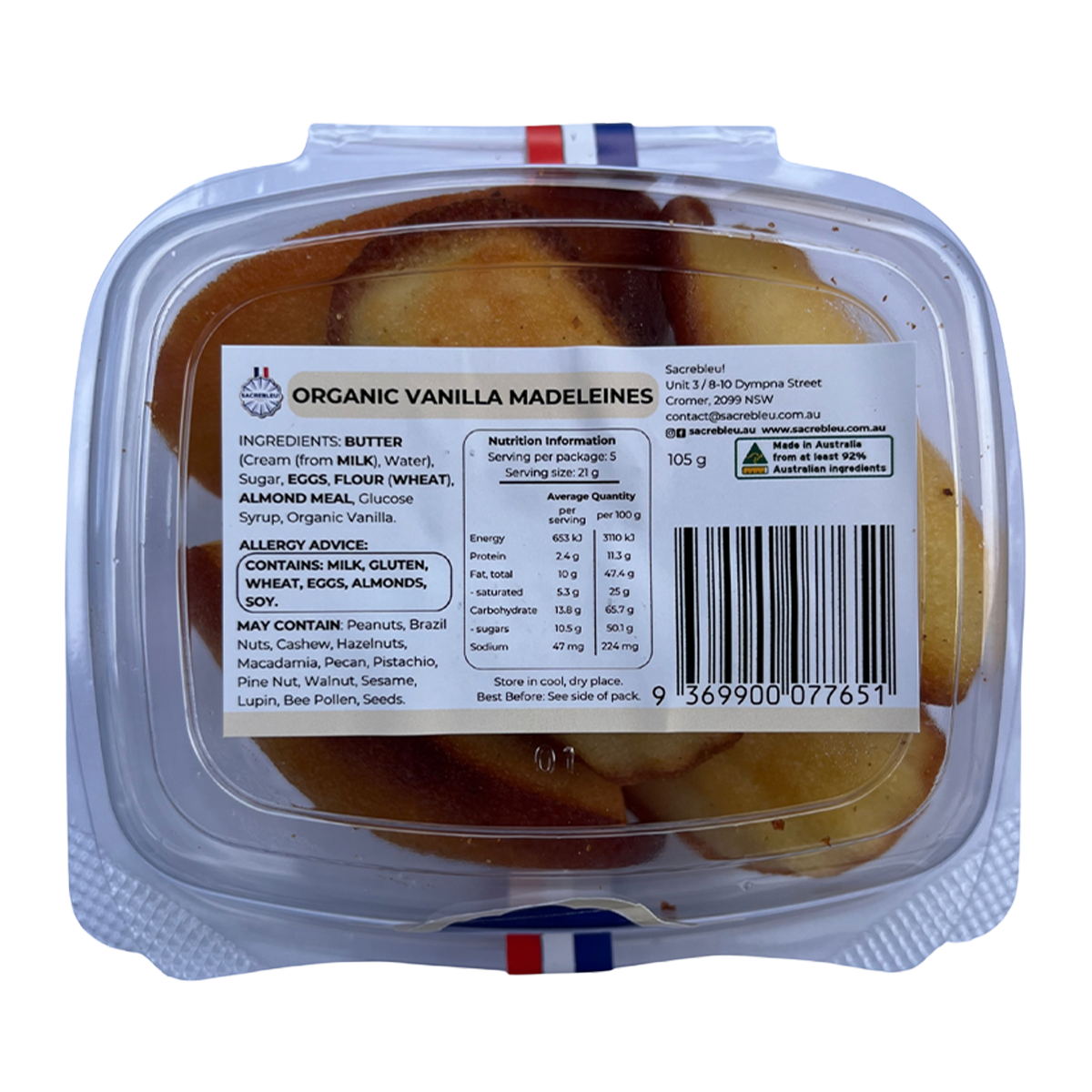 Sacrebleu Organic Vanilla Madeleines 105g