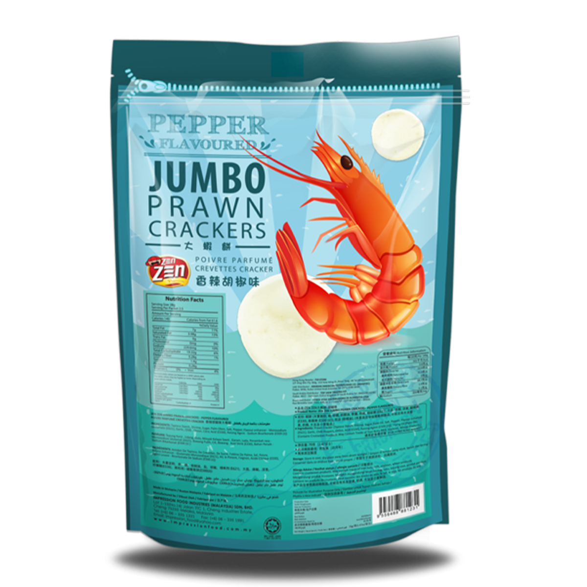 Zen Zen Jumbo Prawn Crackers Pepper 70g