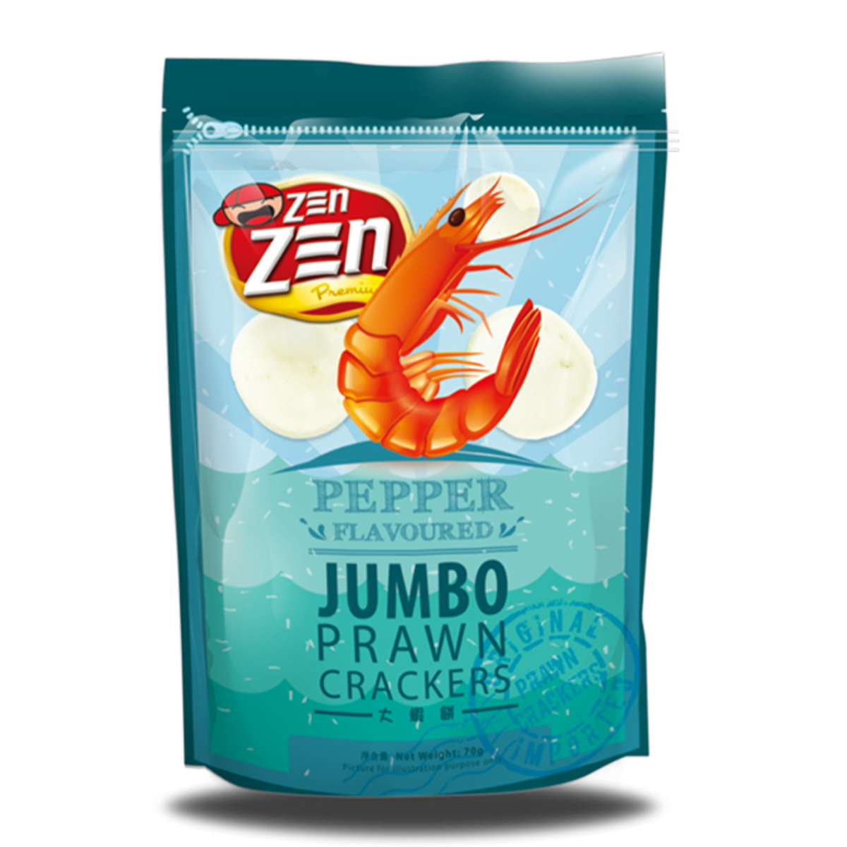 Zen Zen Jumbo Prawn Crackers Pepper 70g
