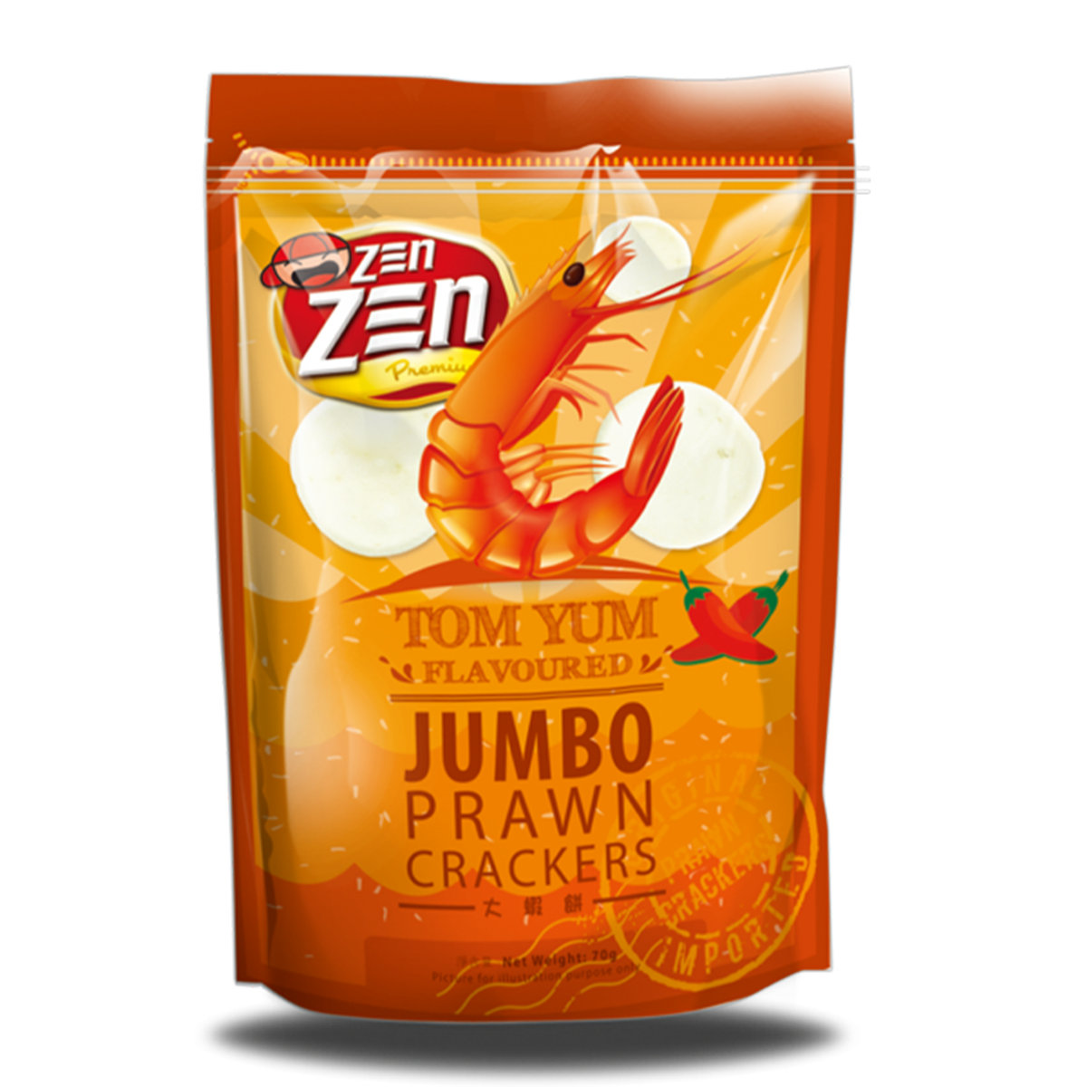 Zen Zen Jumbo Prawn Crackers Tom Yum 70g