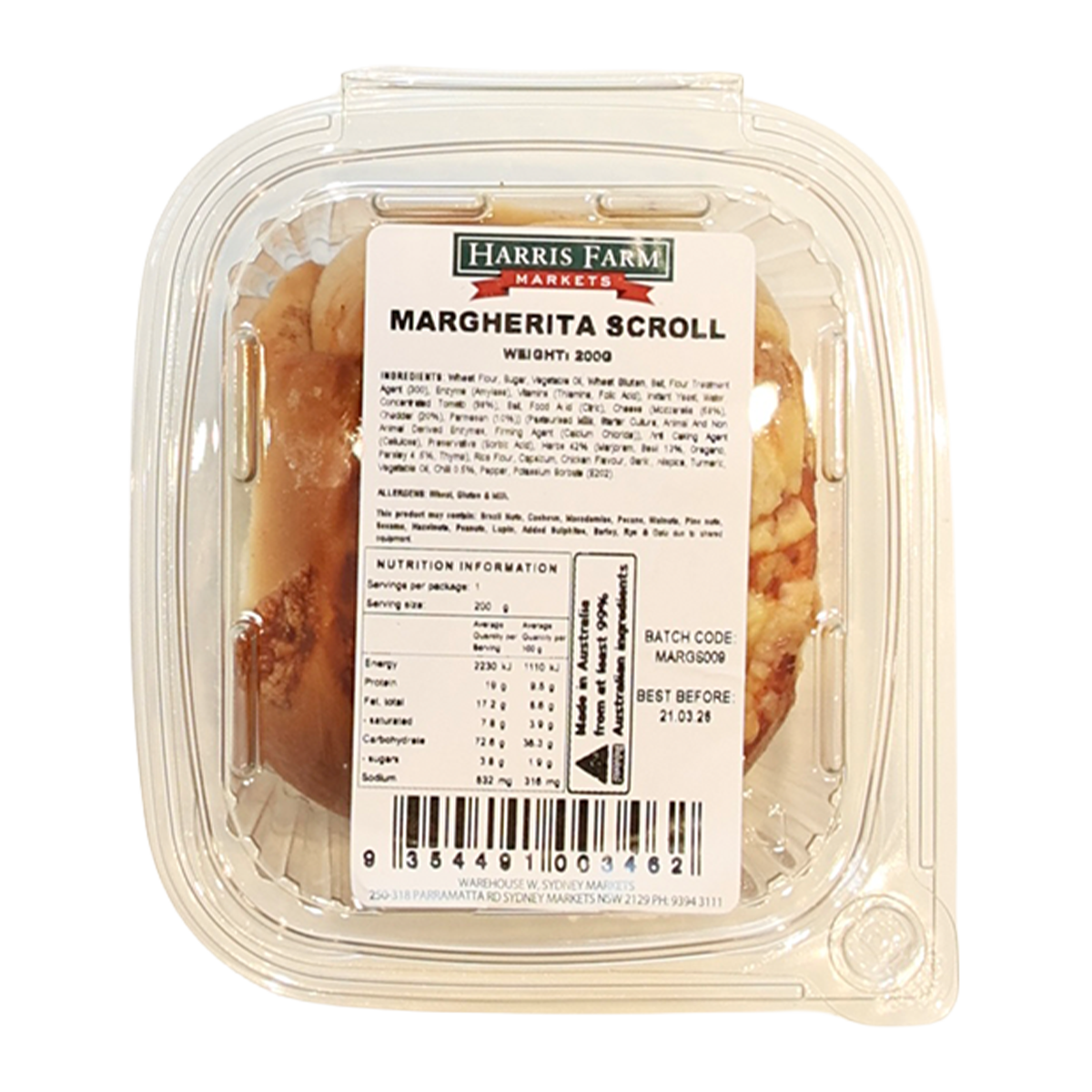 Harris Farm Margherita Scroll 200g