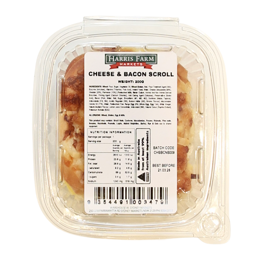 Harris Farm Cheese and Bacon Scroll 200g