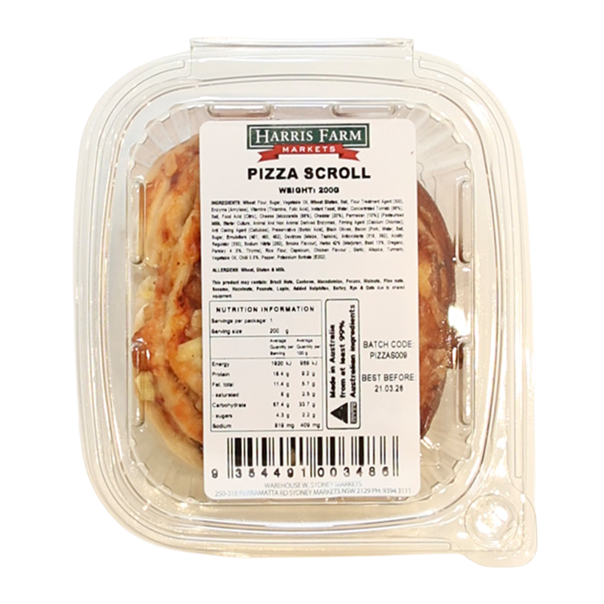 Harris Farm Pizza Scroll 200g