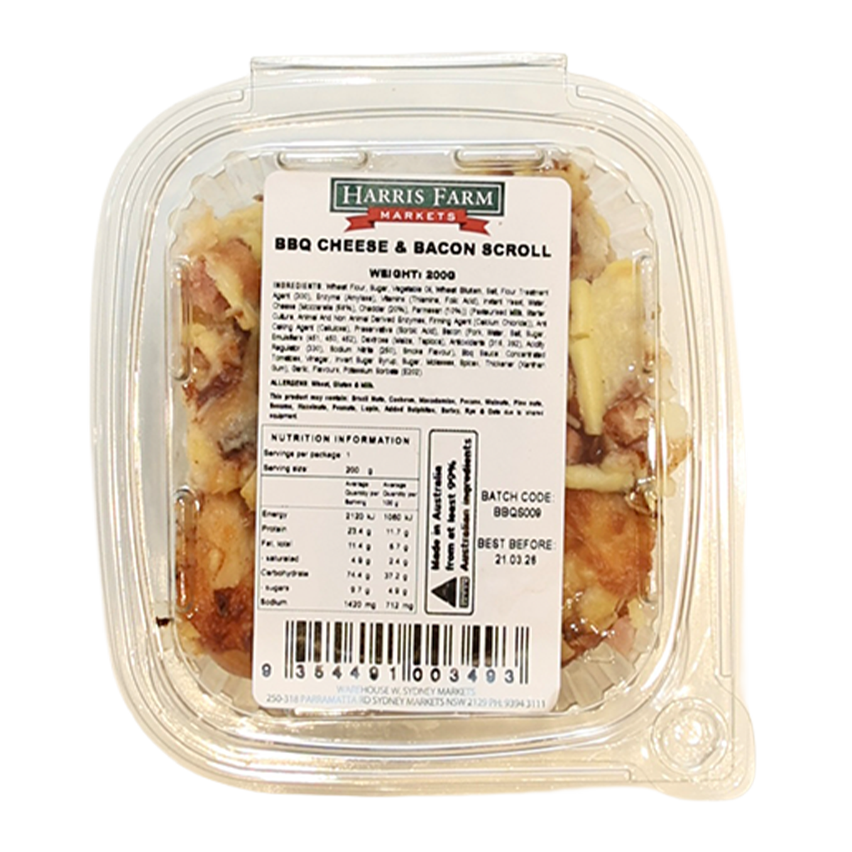 Harris Farm BBQ Cheese and Bacon Scroll 200g