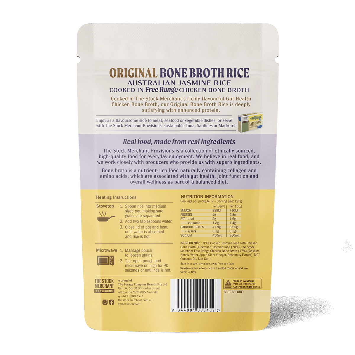 The Stock Merchant Bone Broth Rice Original 250g
