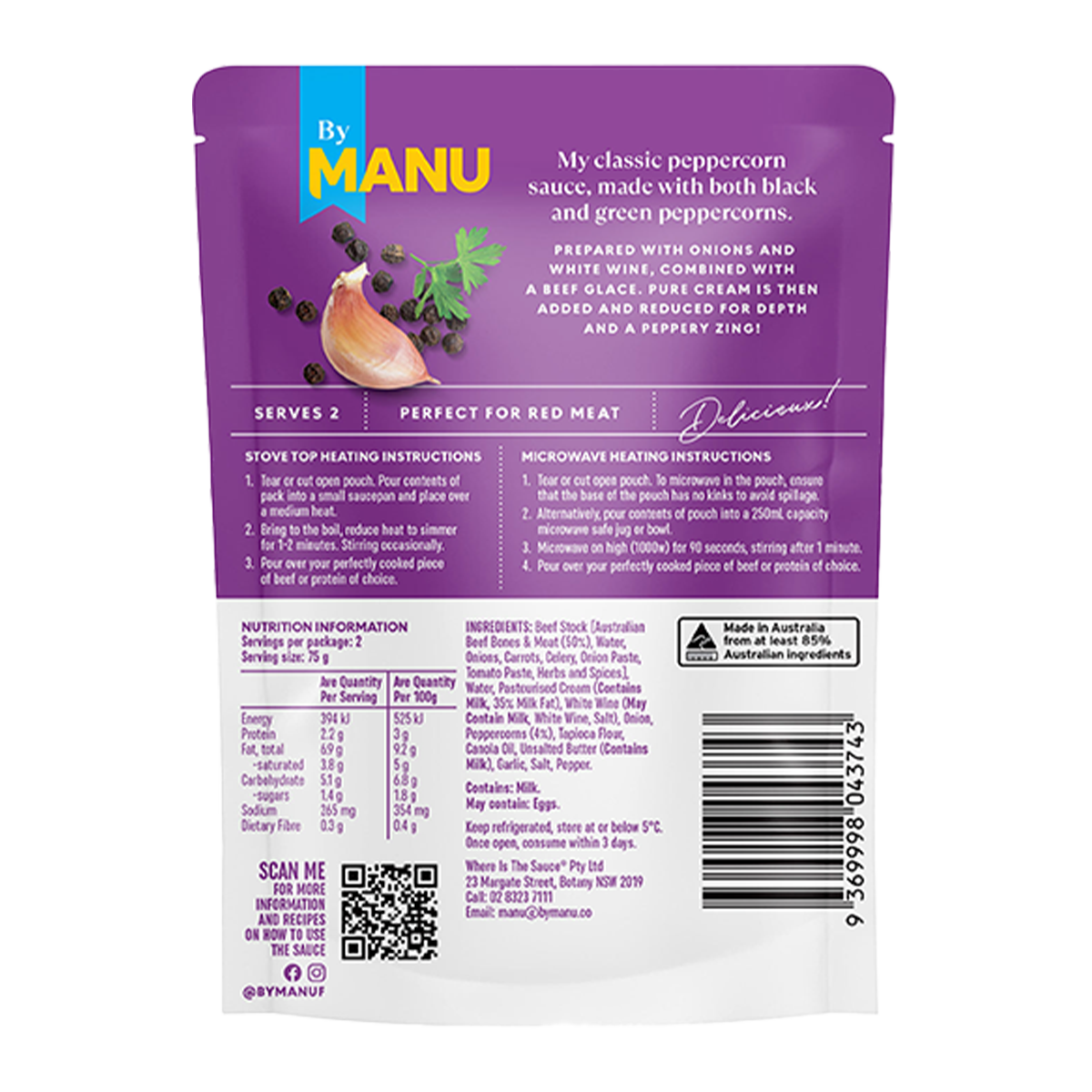 By Manu Peppercorn Sauce 150g