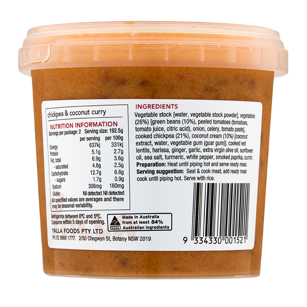 Yalla Chickpea and Coconut Curry 385g