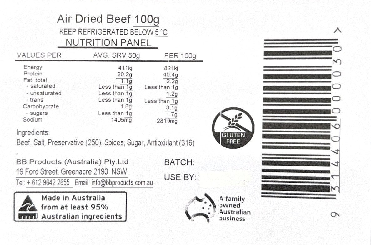 B-B Products Bresaola Air Dried Beef 100g