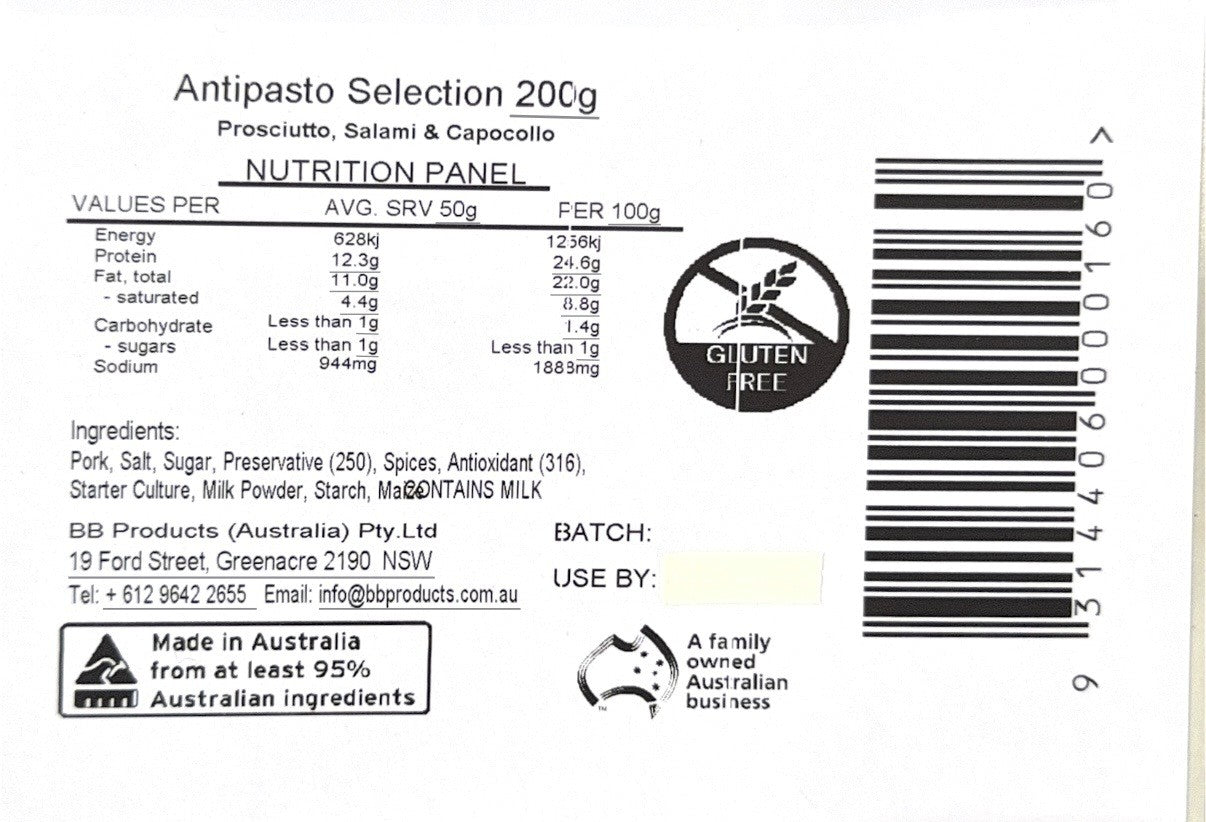 B-B Products Antipasto Selection 200g