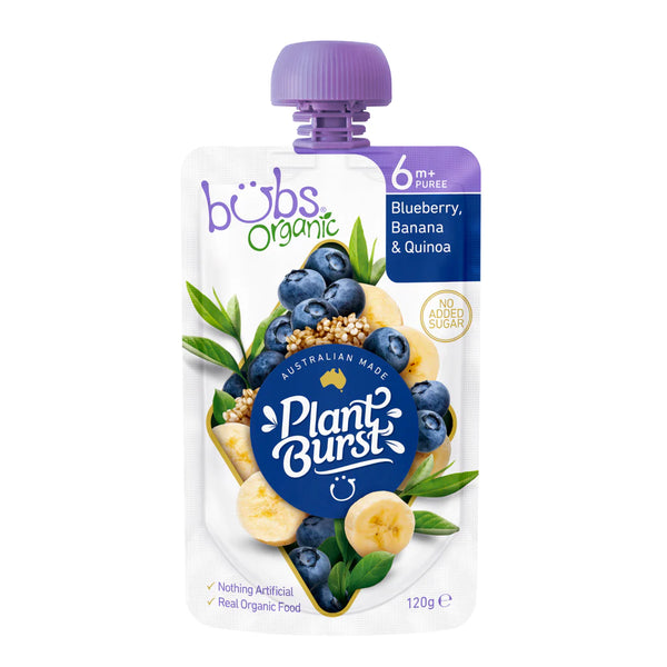 Bubs Organic Puree Blueberry, Banana and Quinoa 6 Months+ 120g