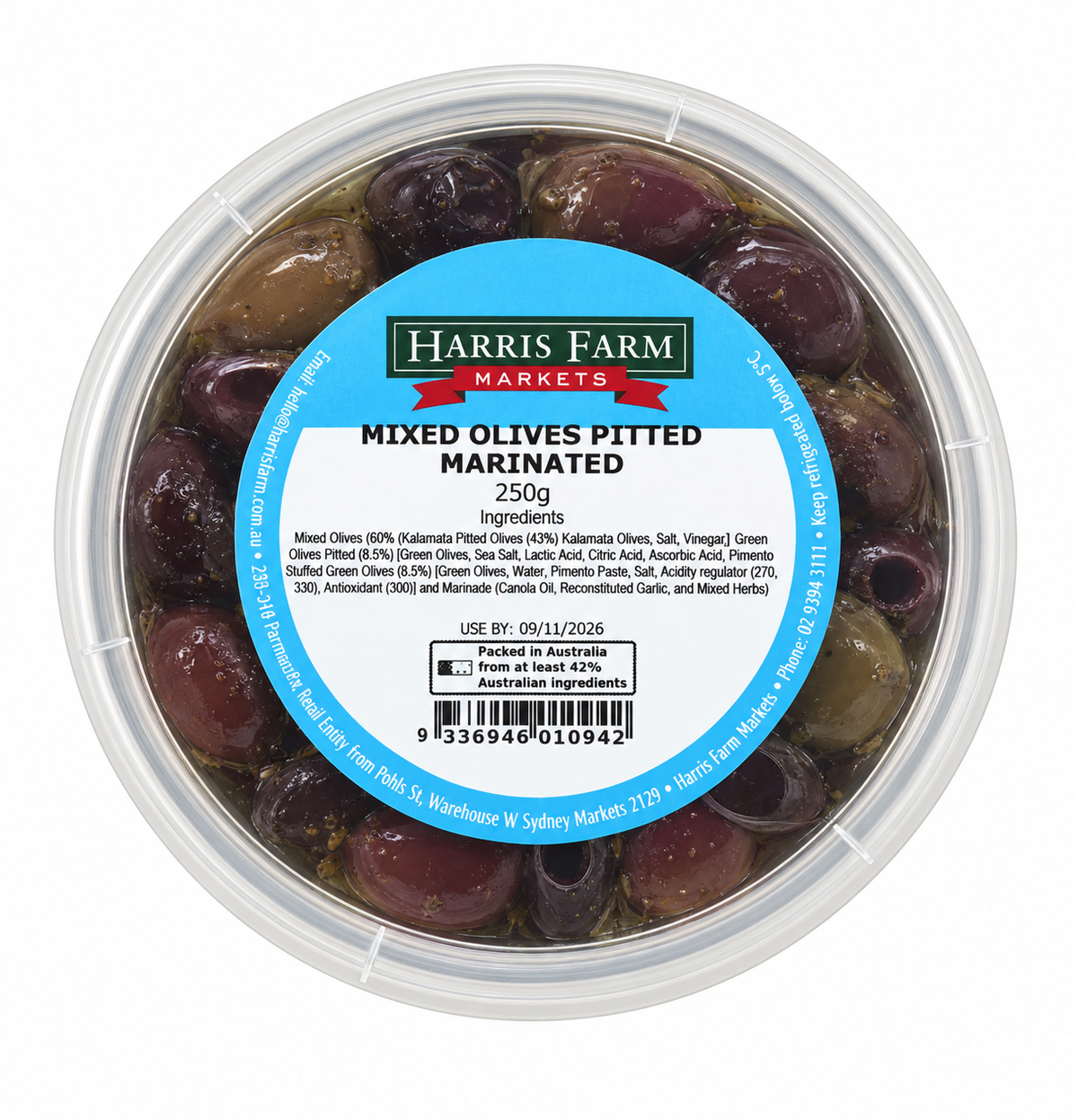 Harris Farm Mixed Olives Pitted Marinated 250g