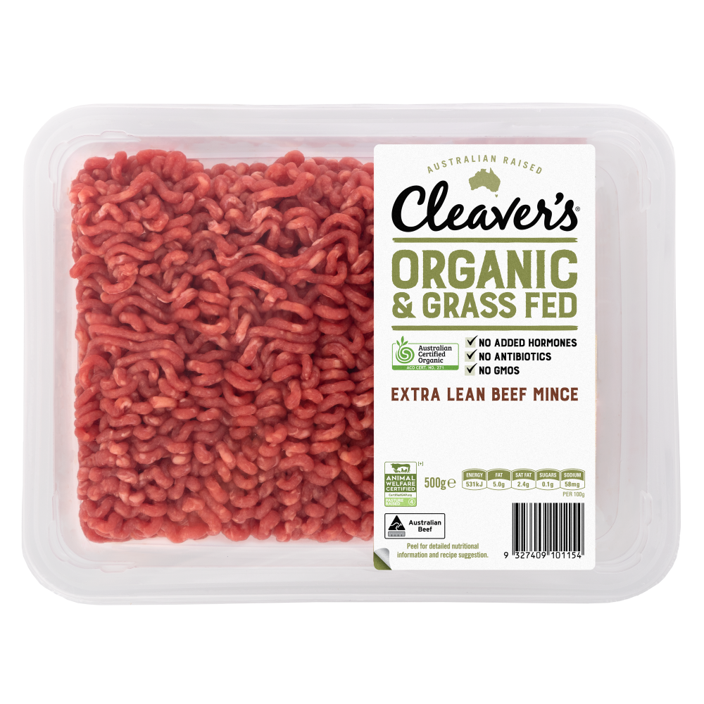 Buy Cleaver's Organic Free Range and Grass Fed Extra Lean Beef Mince