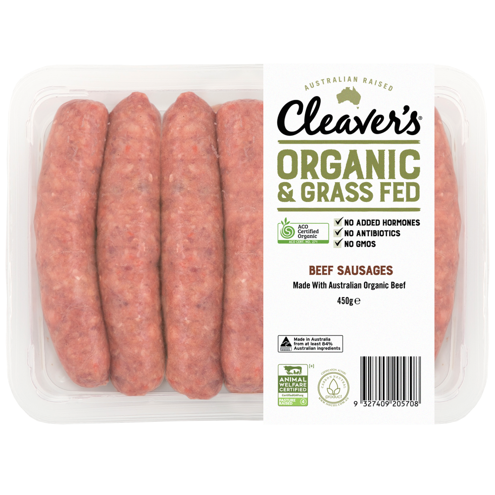 Cleaver's Organic Free Range and Grass Fed Beef Sausages 450g Harris