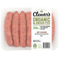 Cleaver's Organic Free Range and Grass Fed Beef Sausages 450g