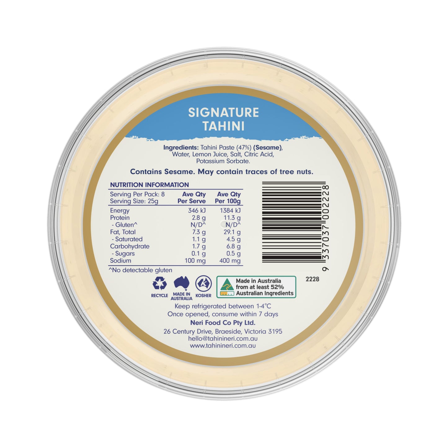 Tahini Neri Signature Tahini 200g | Harris Farm Markets Online