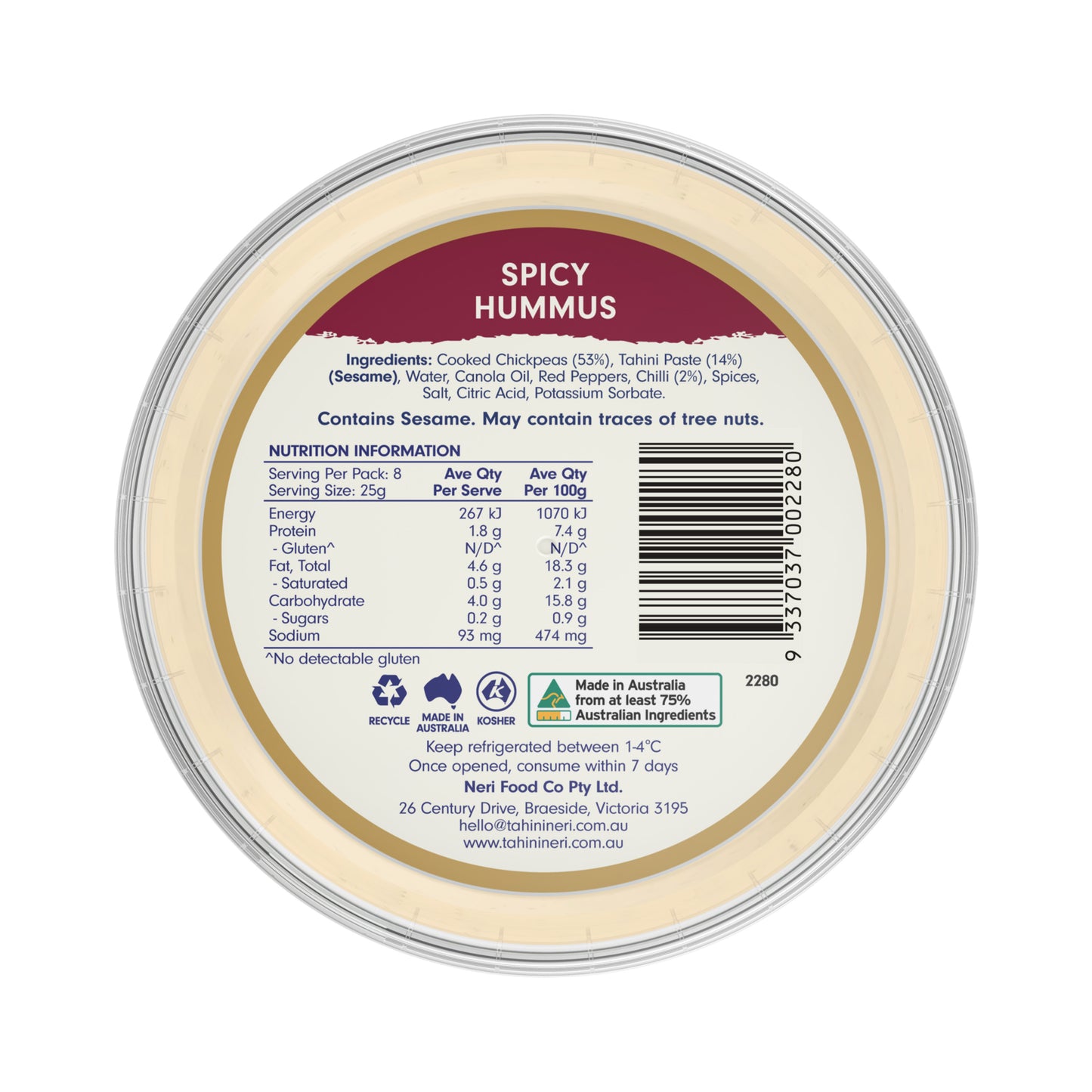 Tahini Neri Spicy Hummus 200g | Harris Farm Markets Online