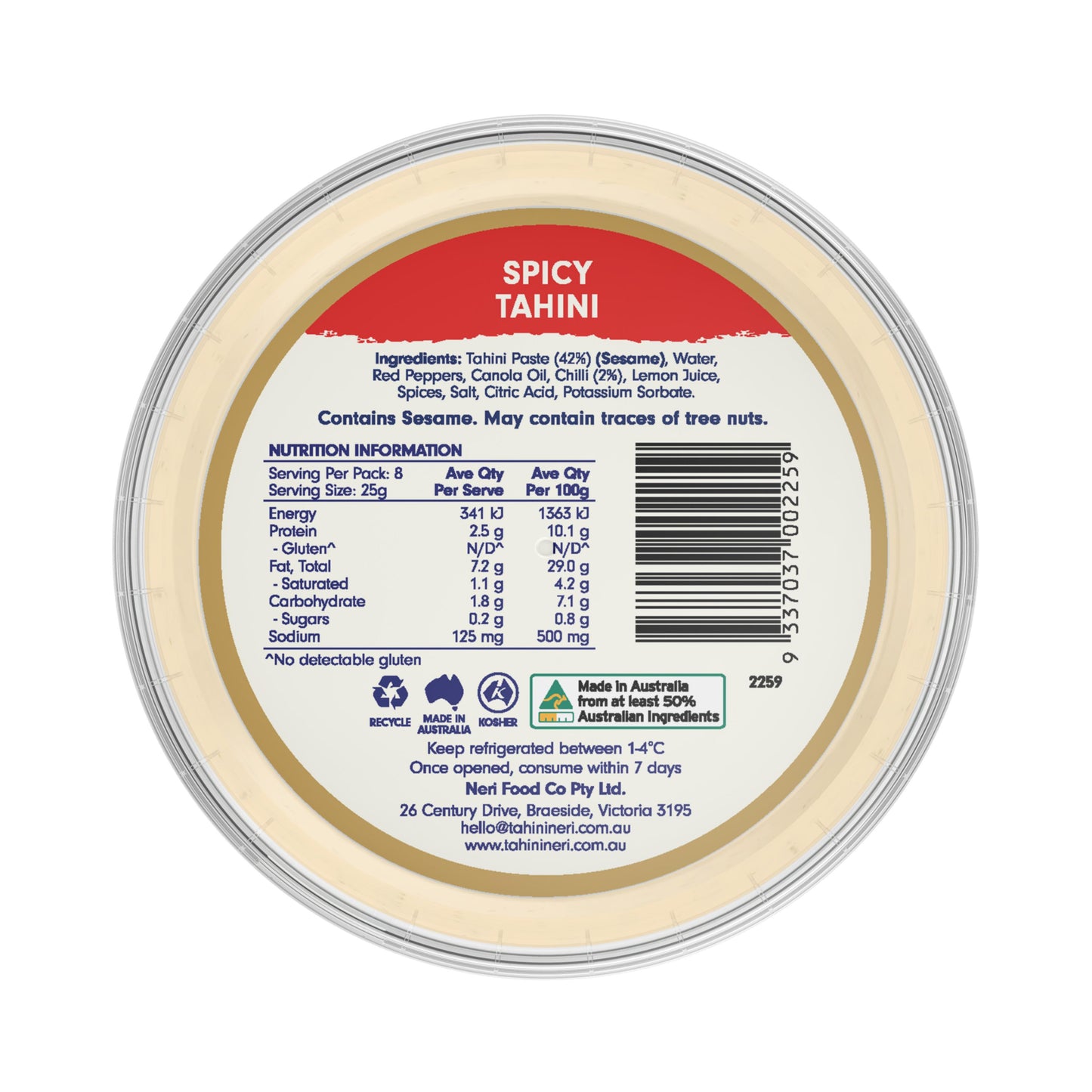 Tahini Neri Spicy Tahini 200g | Harris Farm Markets Online
