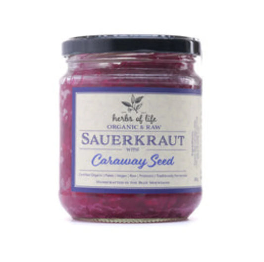 Herbs of Life Organic Sauerkraut Red Cabbage Caraway 380g