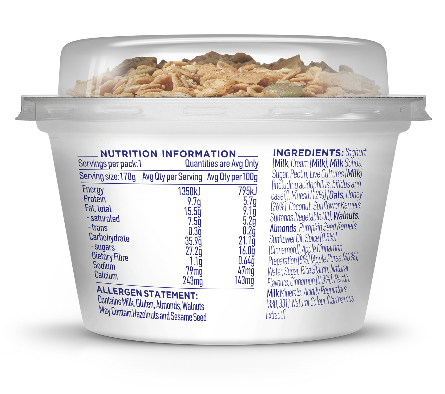 Evia Greek Yoghurt Pods Apple Cinnamon with Toasted Muesli 170g