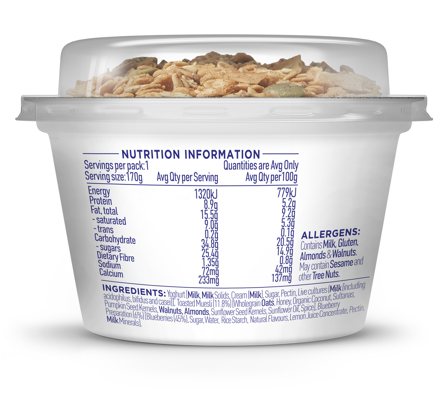 Evia Greek Yoghurt Pods Blueberry with Toasted Muesli 170g