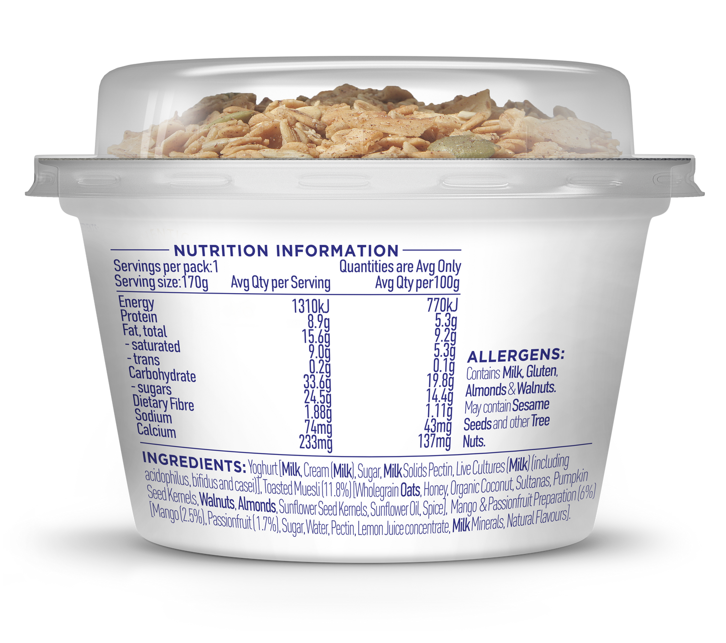 Evia Greek Yoghurt Pods Mango Passionfruit with Toasted Muesli 170g