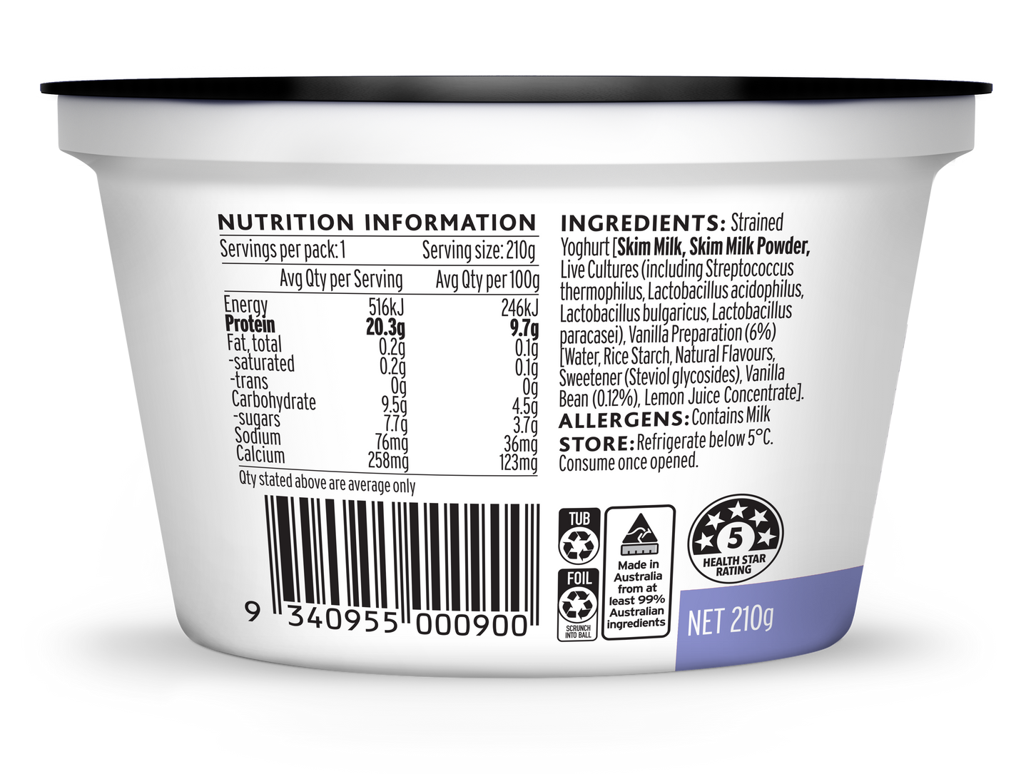 Evia Protein Yoghurt Vanilla 210g