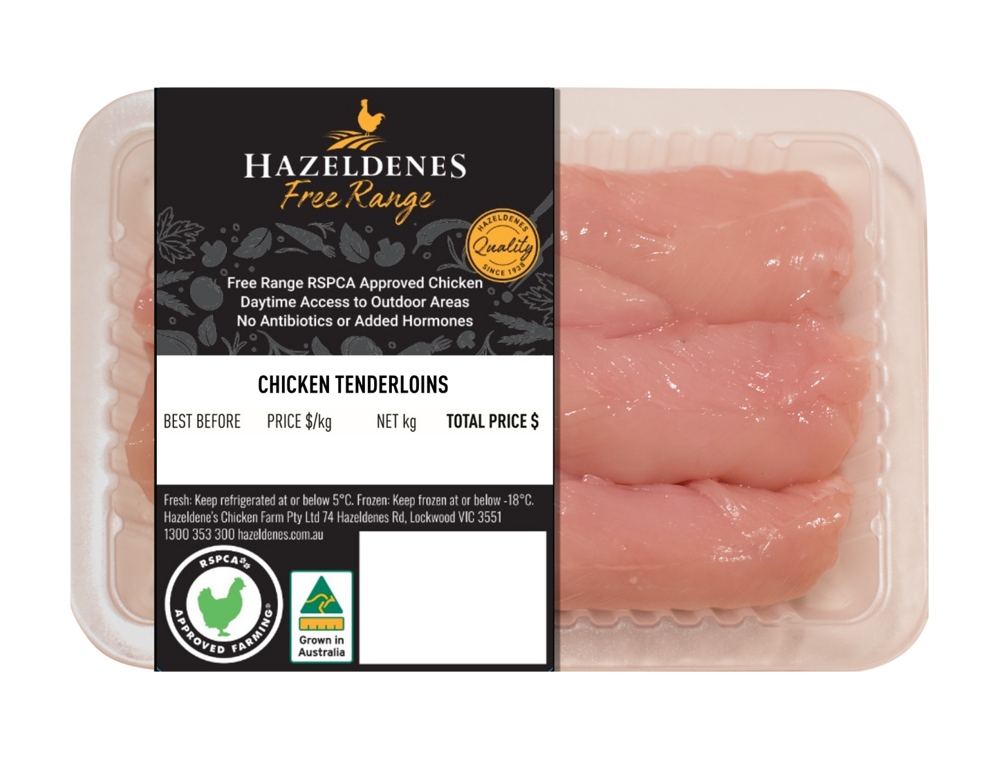 Hazeldenes Free Range Chicken Tenderloins 450-650g