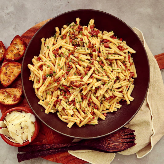 Casarecce Pasta - with Leek and Pancetta