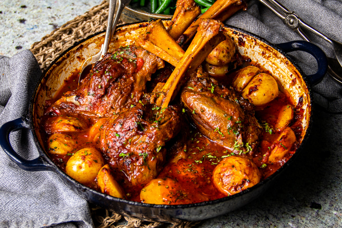 Spanish Style Lamb Shanks - with Potatoes and Green Beans