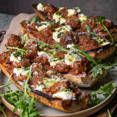 Italian Beef Meatballs and Grilled Eggplant Baguette