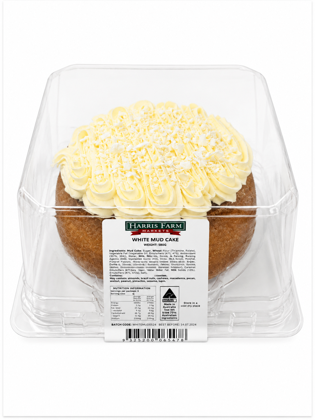 Harris Farm White Chocolate Mud Cake 850g