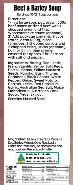 Lolli's Artisan Beef and Barley Soup Mix 400g