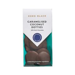 Koko Black Dark Caramel Coconut Dotties 100g