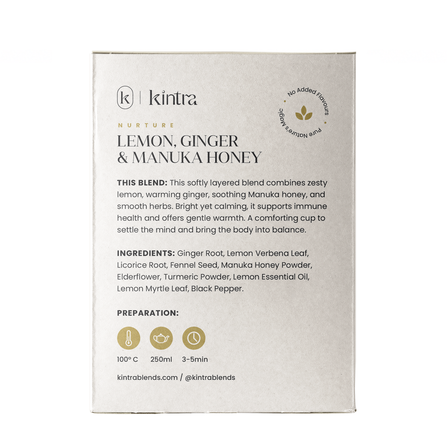 Kintra Foods Lemon, Ginger and Manuka Honey Teabags x25 65g