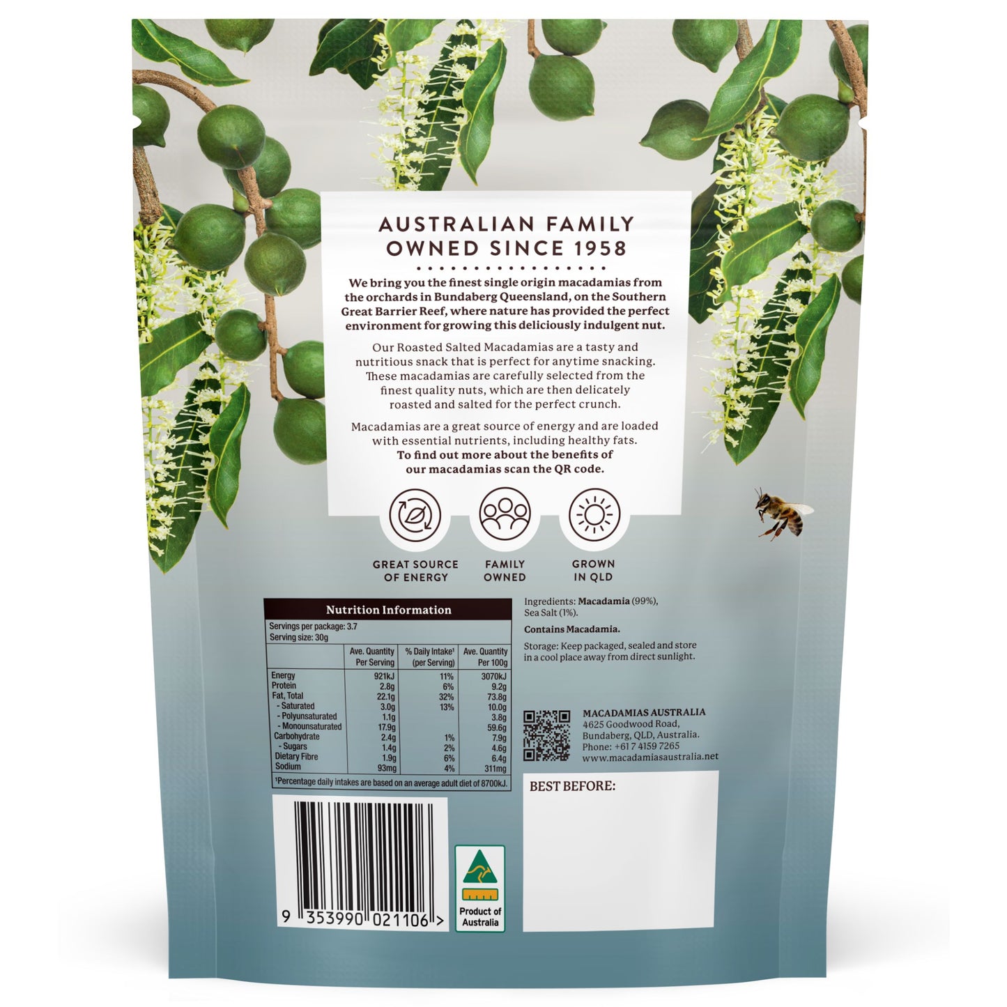 Macadamias Australia Roasted Salted Macadamias 110g