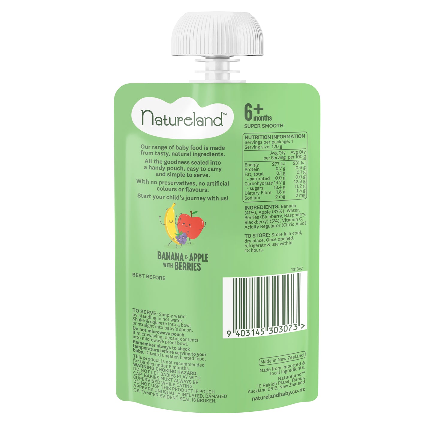 Natureland Banana and Apple with Berries 120g