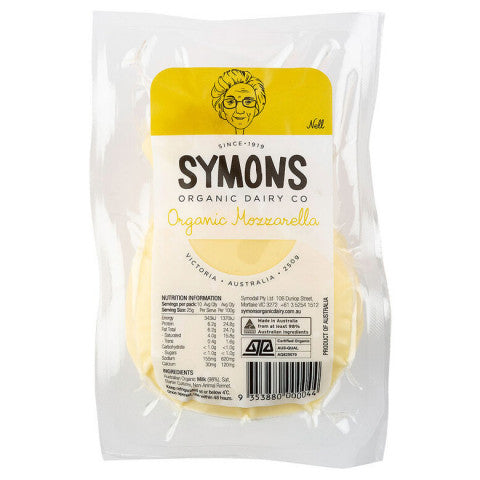 Symons Organic Dairy Mozzarella Cheese 250g