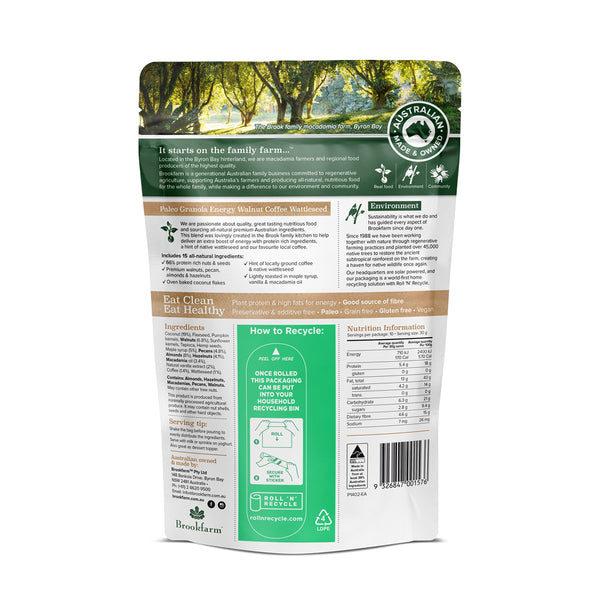 Brookfarm Energy Paleo Granola, Walnut, Coffee and Wattleseed 300g