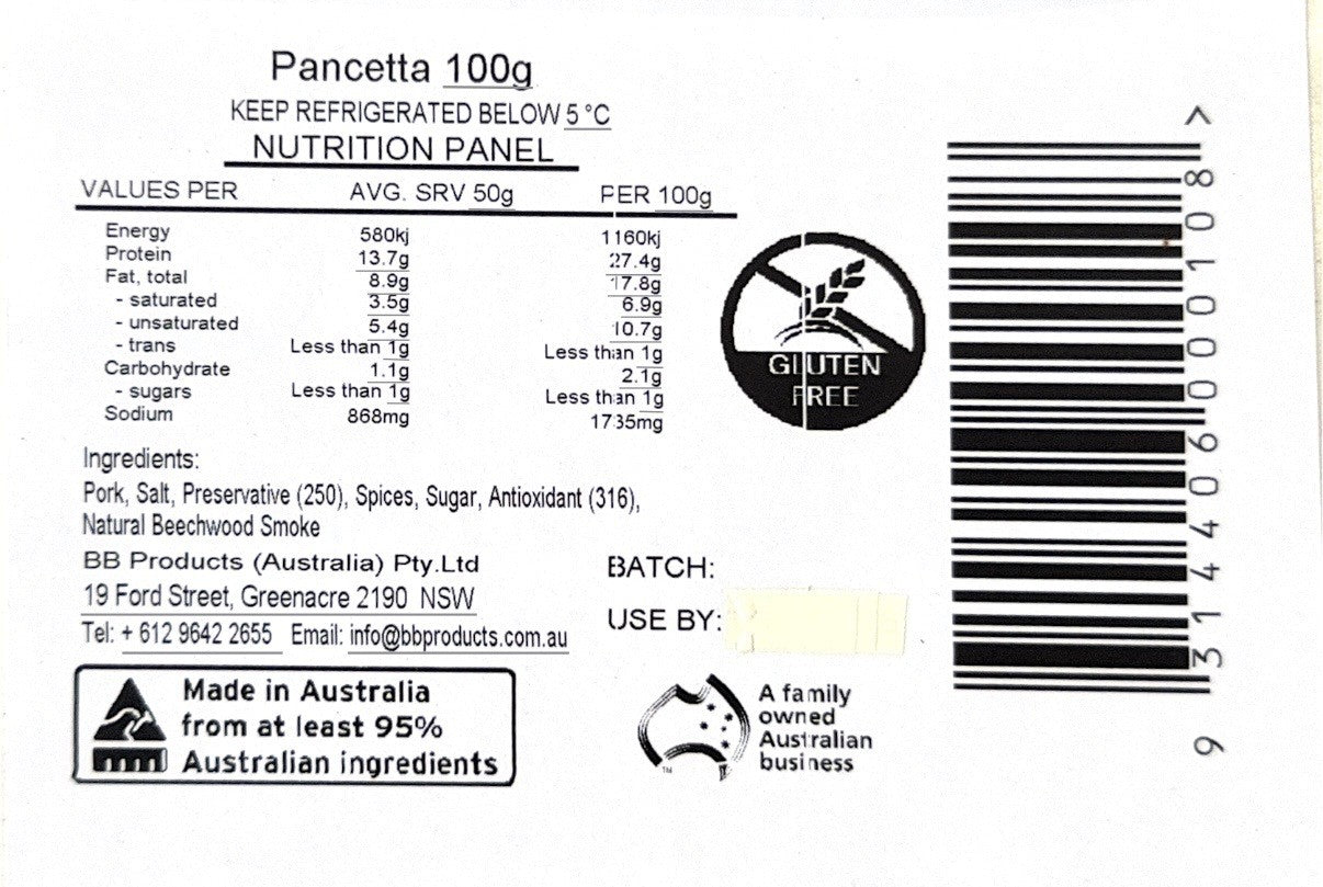B.B Products Pancetta 100g