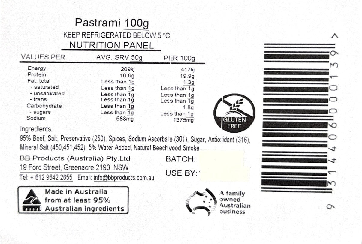 B-B Products Pastrami 100g