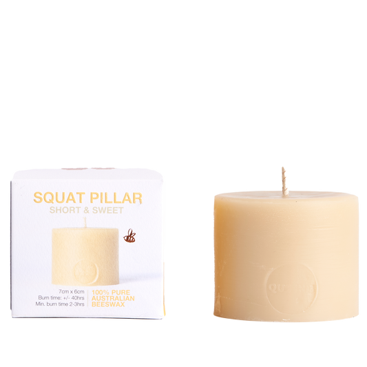 Queen B Squat Pillar Beeswax Candle Each
