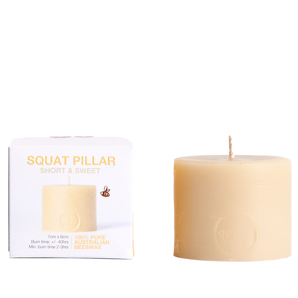 Queen B Squat Pillar Beeswax Candle Each