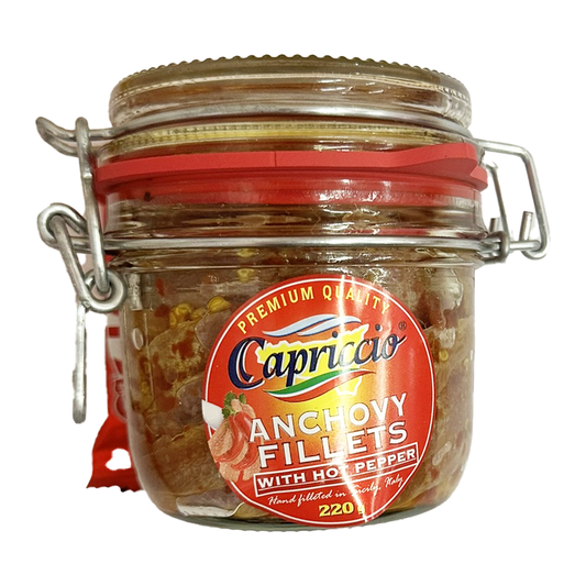 Capriccio Anchovy Fillets with Hot Pepper In Olive Oil 220g