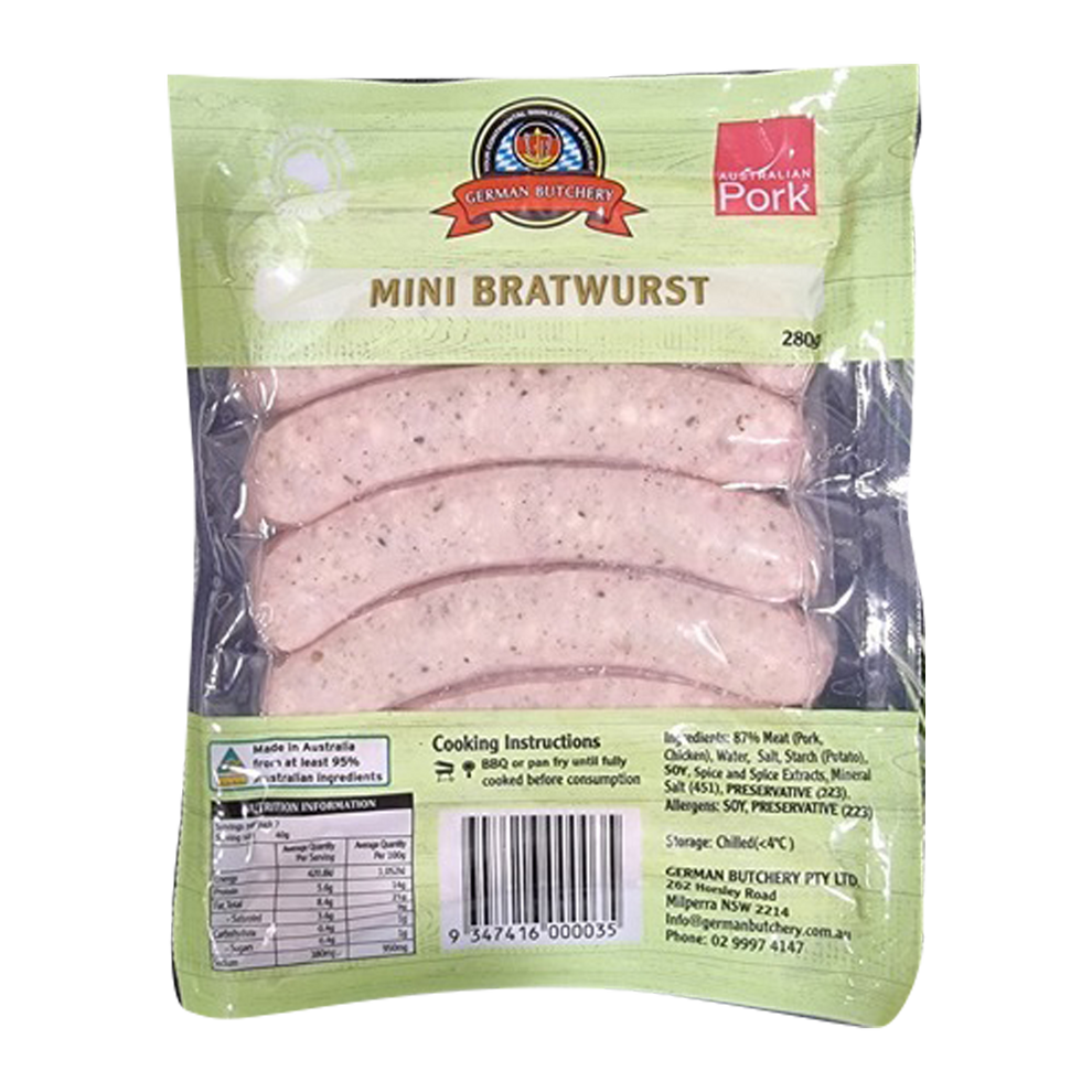 German Butchery Mini German Bratwurst x10 280g – Harris Farm Markets