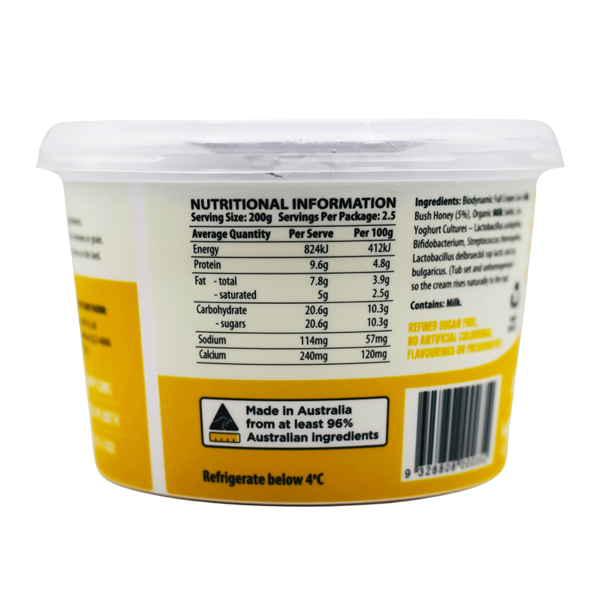 Mungalli Creek Dairy Organic Yogurt Bush Honey 500g