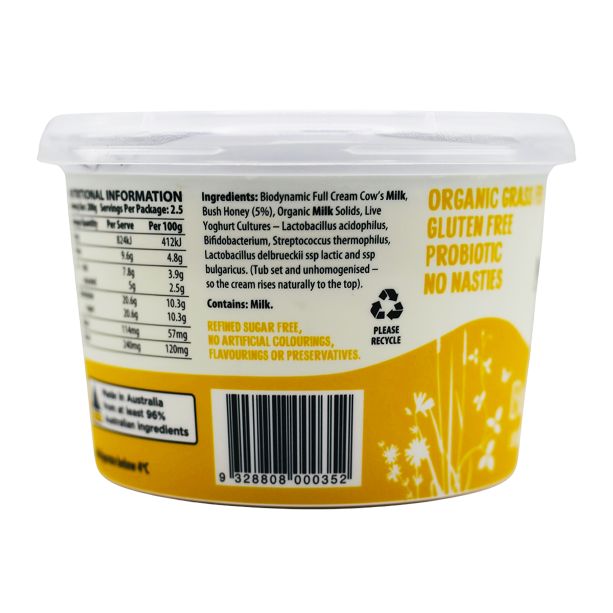 Mungalli Creek Dairy Organic Yogurt Bush Honey 500g