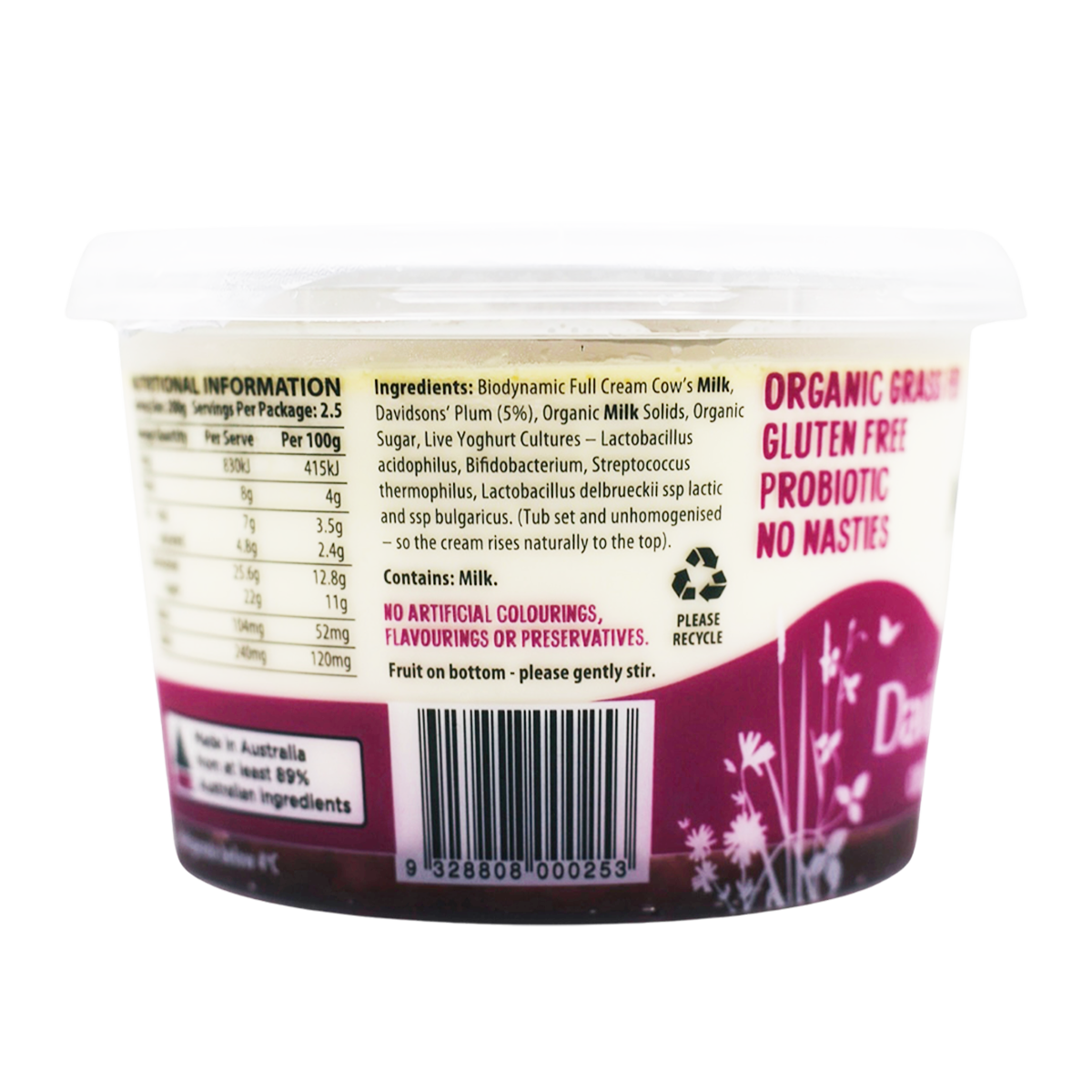 Mungalli Creek Dairy Organic Yogurt Davidson's Plum 500g