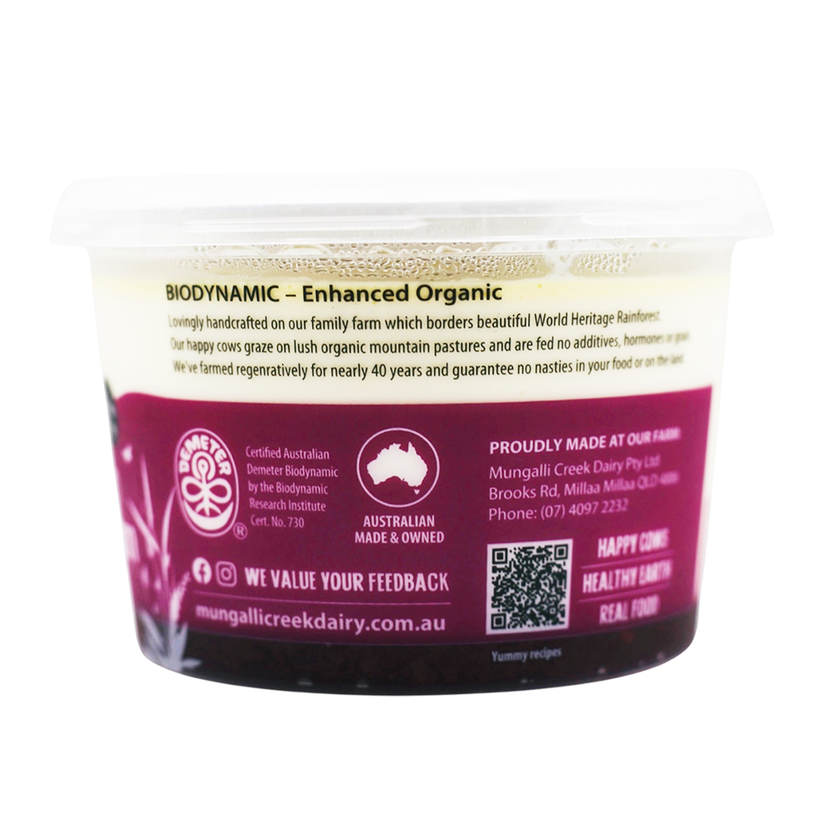 Mungalli Creek Dairy Organic Yogurt Davidson's Plum 500g