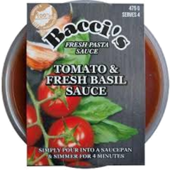 Baccis Pasta Sauce Tomato and Basil 475g
