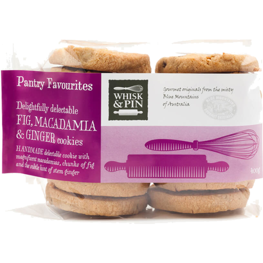 Whisk and Pin Fig, Macadamia and Ginger Cookies 400g Harris Farm Markets